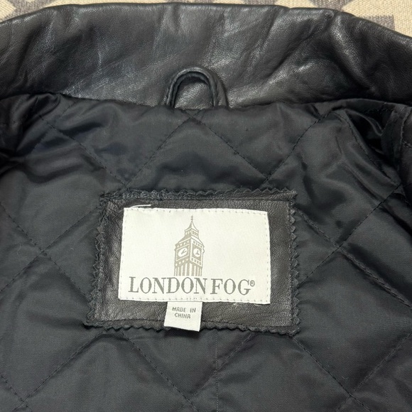 London Fog Black Genuine Leather Bomber Jacket Sz S - Picture 7 of 15